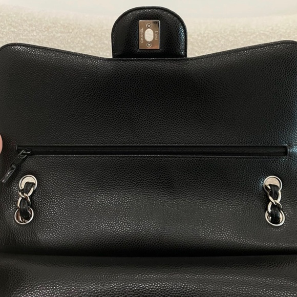 Authentic Chanel Classic Flap Jumbo Black Caviar Silver Hardware - Picture 7 of 16